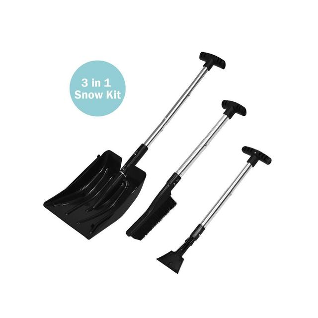 Costway 3-in-1 Snow Shovel w/Ice Scraper &Snow Brush Portable Shovel Kit