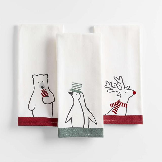 Arctic Friends Organic Cotton Dish Towels, Set of 3