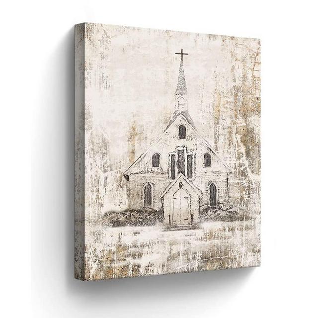 Church Canvas Wall Art Christian Gift Church Pictures Wall Decor Religious Abstract Churchs Painting Wall Art for Bedroom Bathroom Living Room Prints Artwork Framed 12"x16"