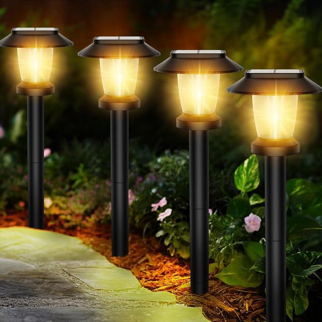 ALEPOD Solar Pathway Lights Outdoor - 10 Pack Solar Powered Garden Lights Waterproof, Decor Landscape Lighting with Three Lighting Modes for Yard, Lawn, Walkway, Driveway, Warm White