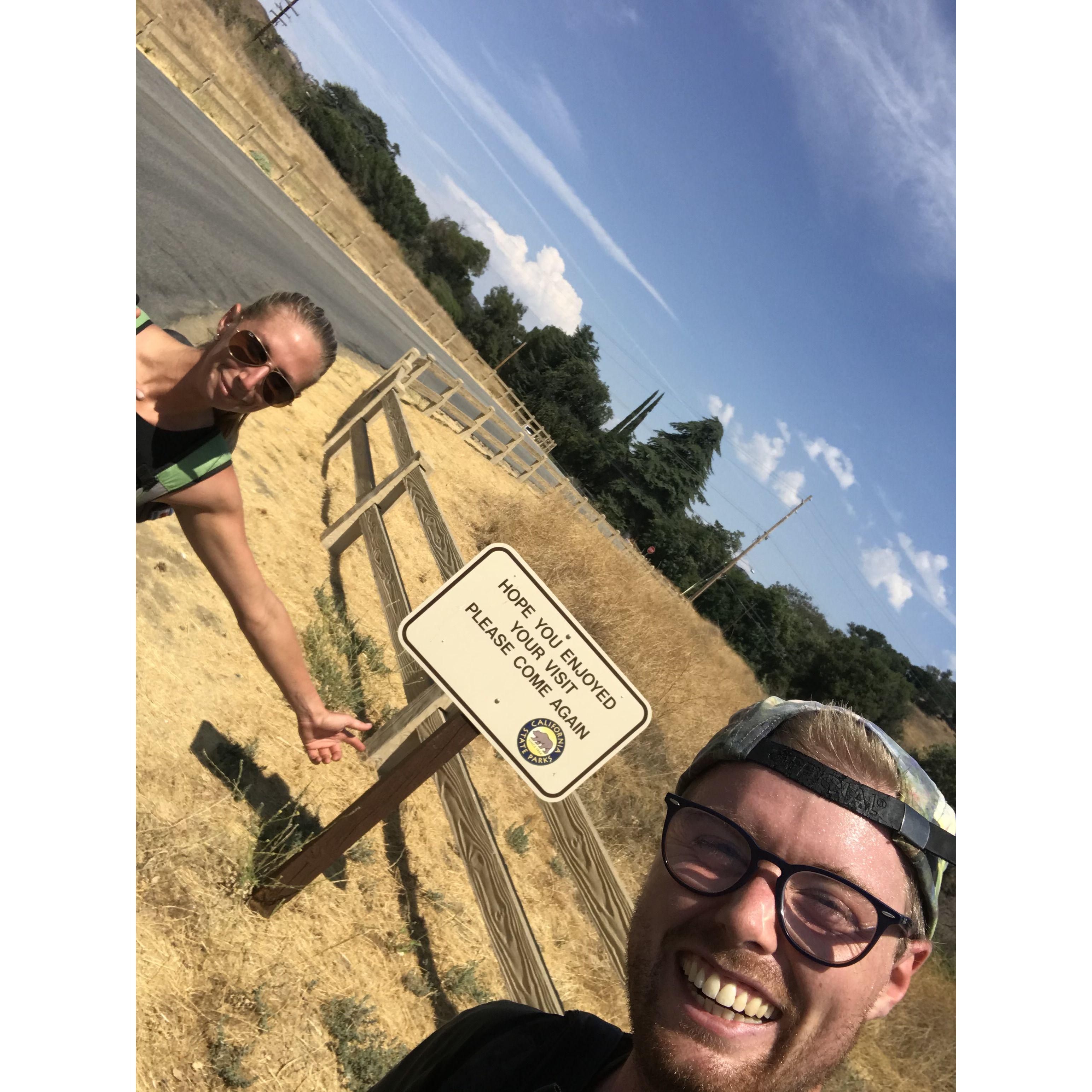 Our first picture together - escaping the 2020 Malibu Creek fire!