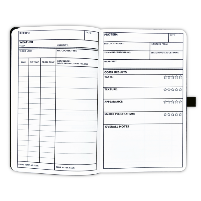 Pitmaster Log Book with blank recipe templates