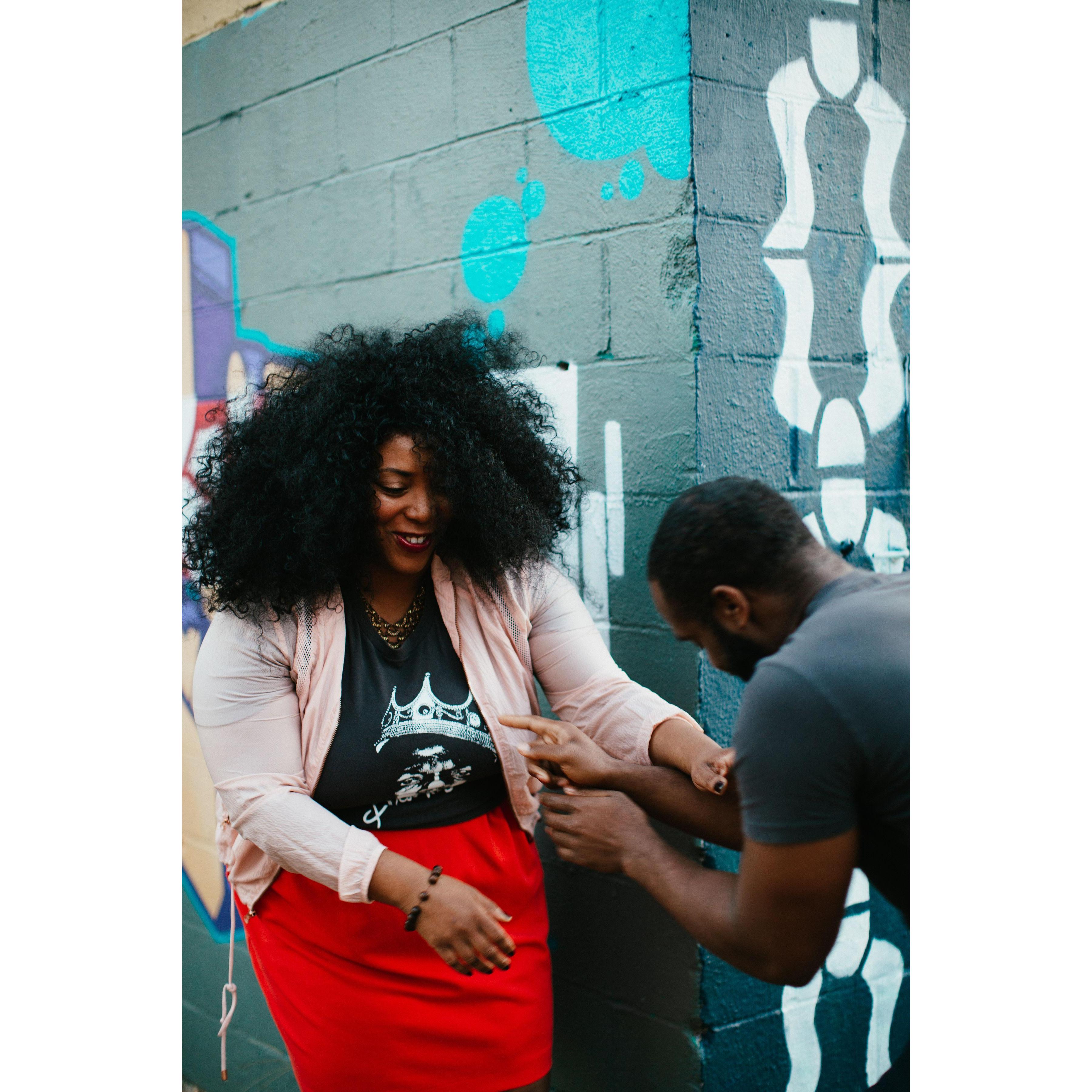 We wanted to have a classic engagement photo moment, but we couldn't do it.