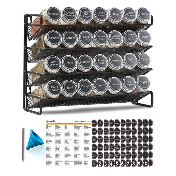 Spice Rack with 28 Spice Jars, Labels, Chalk Marker