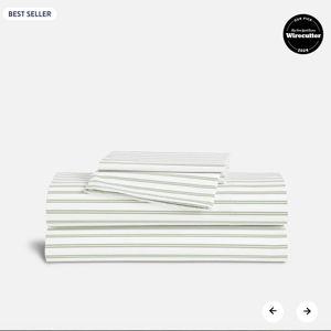Brooklinen Classic Percale Core Sheet Set - Size: Queen - Color: Tandem Stripe in Moss