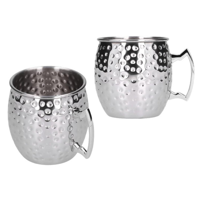 Moscow Mule Mugs Set of 2, Moscow Mule Glasses 550ml Hammered Copper Moscow Mule Cups Hammered Stainless Steel