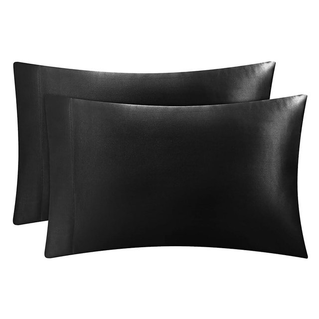 Juicy Couture Satin Pillowcase for Hair and Skin, Black Queen Size Pillowcase Set of 2 - Silky Cooling Pillow Covers with Envelope Closure