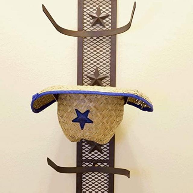 BestGiftEver Metal Star 4 Cowboy Hat Rack Fold-Up Wall Hanging Decoration Rustic Western Style
