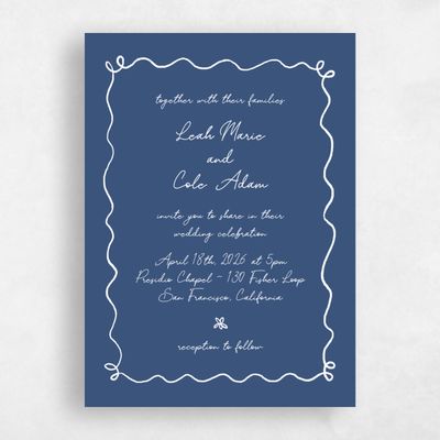 Dark Cobalt, Blue Wedding Invitation - Nesso Portrait