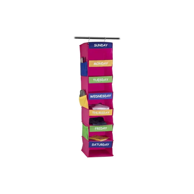 Kids Closet Organizer - Daily Activity Kids Hanging Rack - 7 Shelf Storage Portable Cloth Organizer for Closet Solutions - Homeitusa