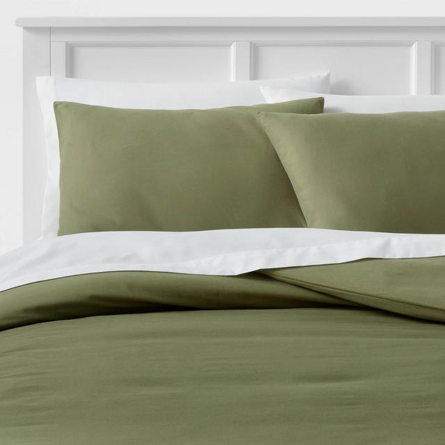 Full/Queen Easy-Care Duvet Cover & Sham Set Olive Green - Room Essentials™