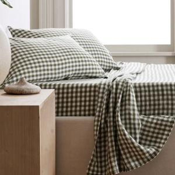Classic Organic Percale Gingham Sheet Set