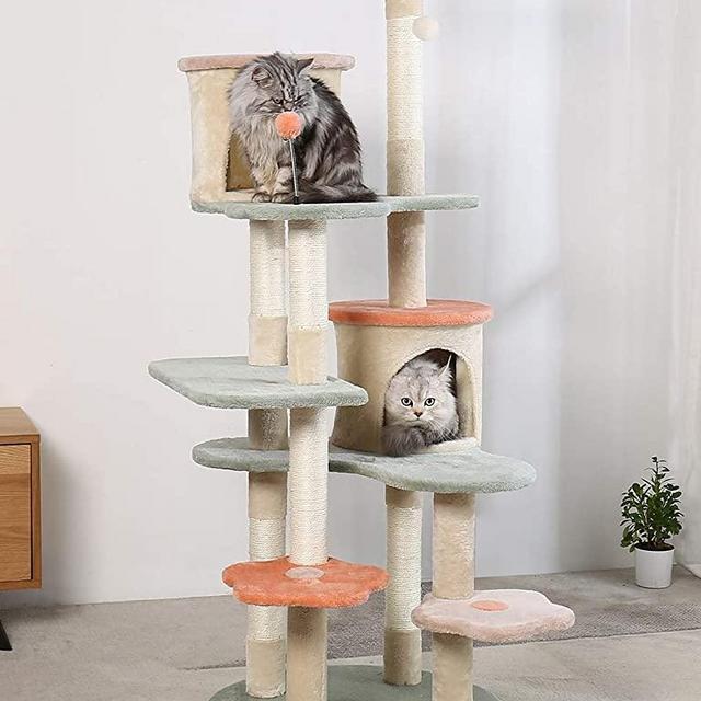 HYABi 63 inch cat Tree Creative Flower cat Climbing Frame cat Apartment with Flower Rest Platform(Large 6 Platforms)