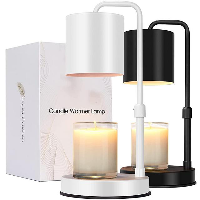 zukakii Candle Warmer Lamp Adjustable Height Dimmable Candle Lamp Warmer with Timer Compatible with Large Jar Candles No Flame Scented Candle Wax Warmer with 2 Bulbs Mothers Day Gift- White