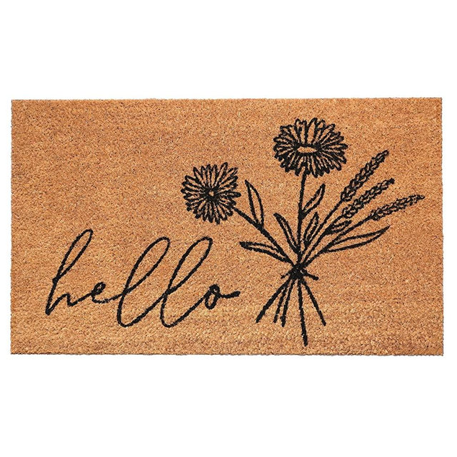 Calloway Mills Wildflower Bouquet Doormat, (Tan/Black, 24" x 36" x 0.60")