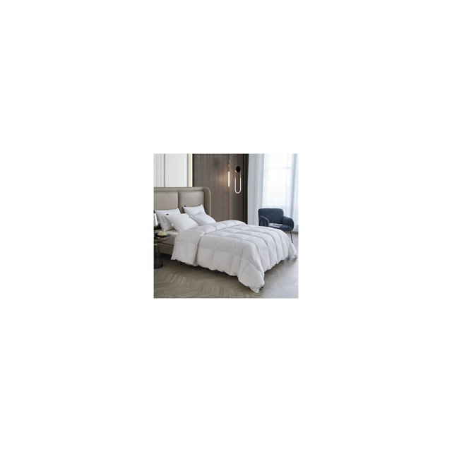 All Seasons Goose Down Fiber Comforter Full/Queen White - Serta: Hypoallergenic, 250 Thread Count, Dry Clean
