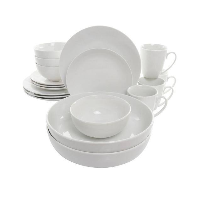 Elama Josefa 18 Piece Porcelain Dinnerware Set with Large Serving Bowls