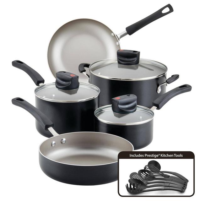 Farberware Smart Control 14pc Aluminum Nonstick Cookware Set Black