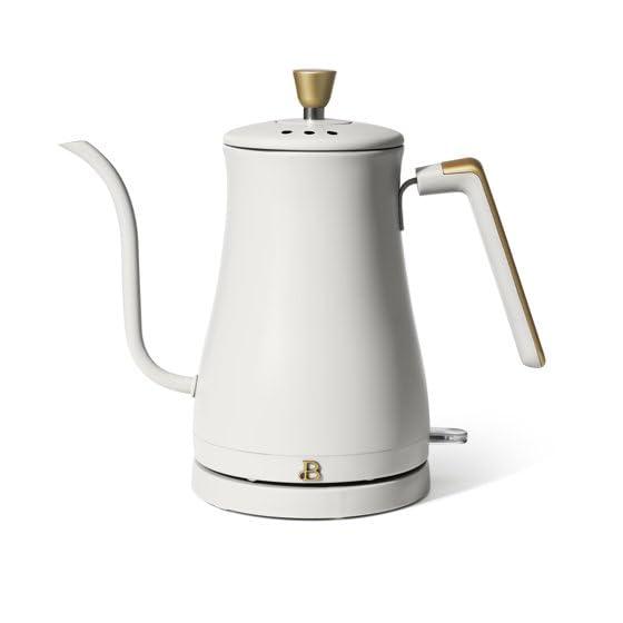 Beautiful 1-Liter Electric Gooseneck Kettle 1200 Watts, (White Icing) by Drew Barrymore