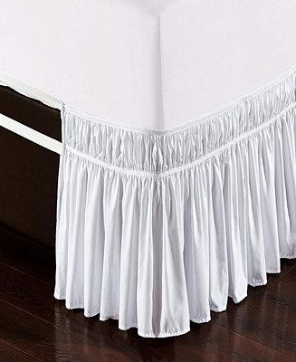 Wrap Around Bed Skirt, Elastic Dust Ruffle Easy Fit, Wrinkle and Fade Resistant - Queen King