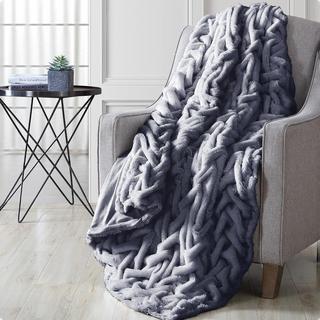 Luxury Solid Braided Faux Fur Throw