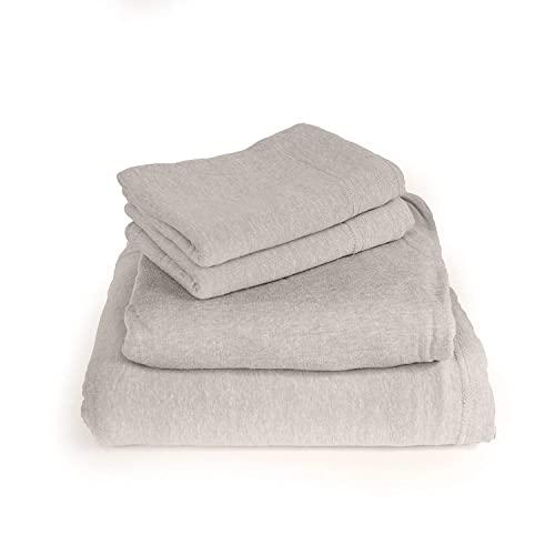 Cotton Rich T-Shirt Soft Heather Jersey Knit Sheet Set - All Season Bed Sheets,, Warm and Cozy by Morgan Home (Queen, Heather Grey)