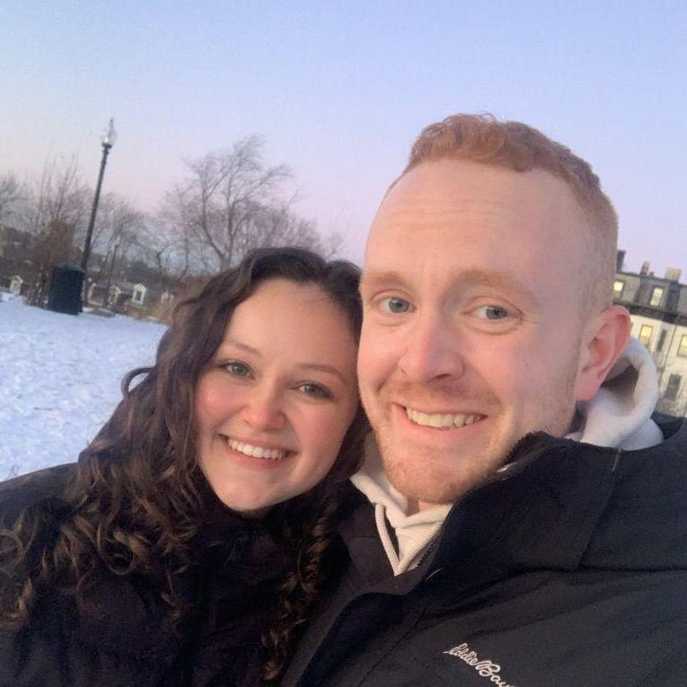 Enjoying a winter day walking around Kyle's neighborhood