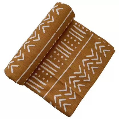 Muslin Swaddle, Ochre Mudcloth