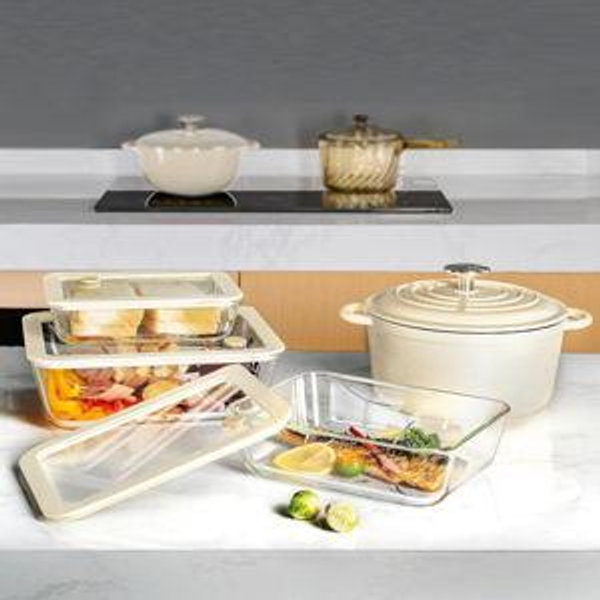 Large Urban Green Glass Food Container Set 3 Pack