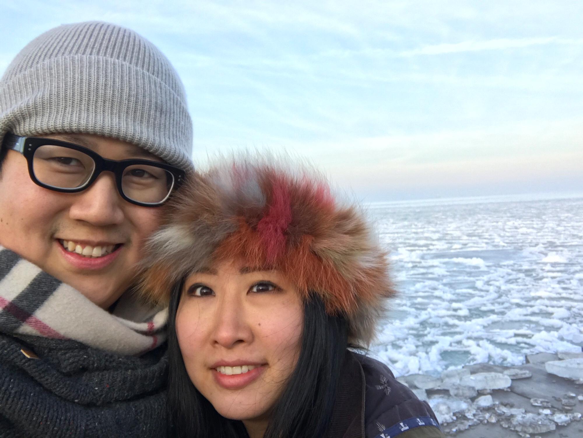We braved a cold frozen Lake Michigan.