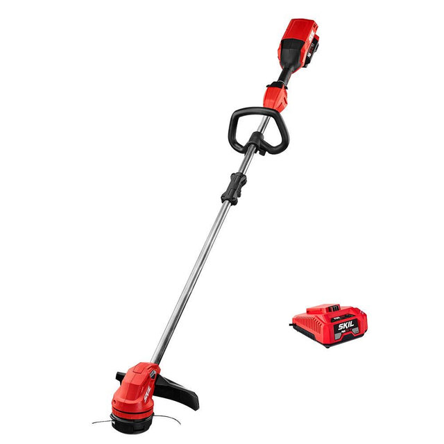 SKIL LT4818-10 CORE 40 14-Inch Brushless 40V String Trimmer Kit Includes 2.5Ah Battery and Auto PWR Jump Charger, Red