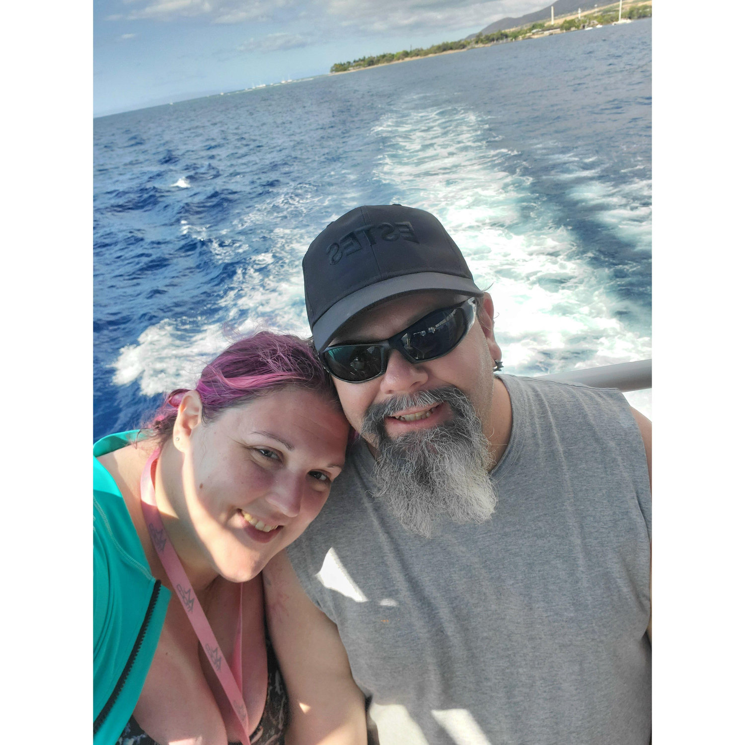 After our first snorkeling excursion before our officiant's wedding, in Hawaii