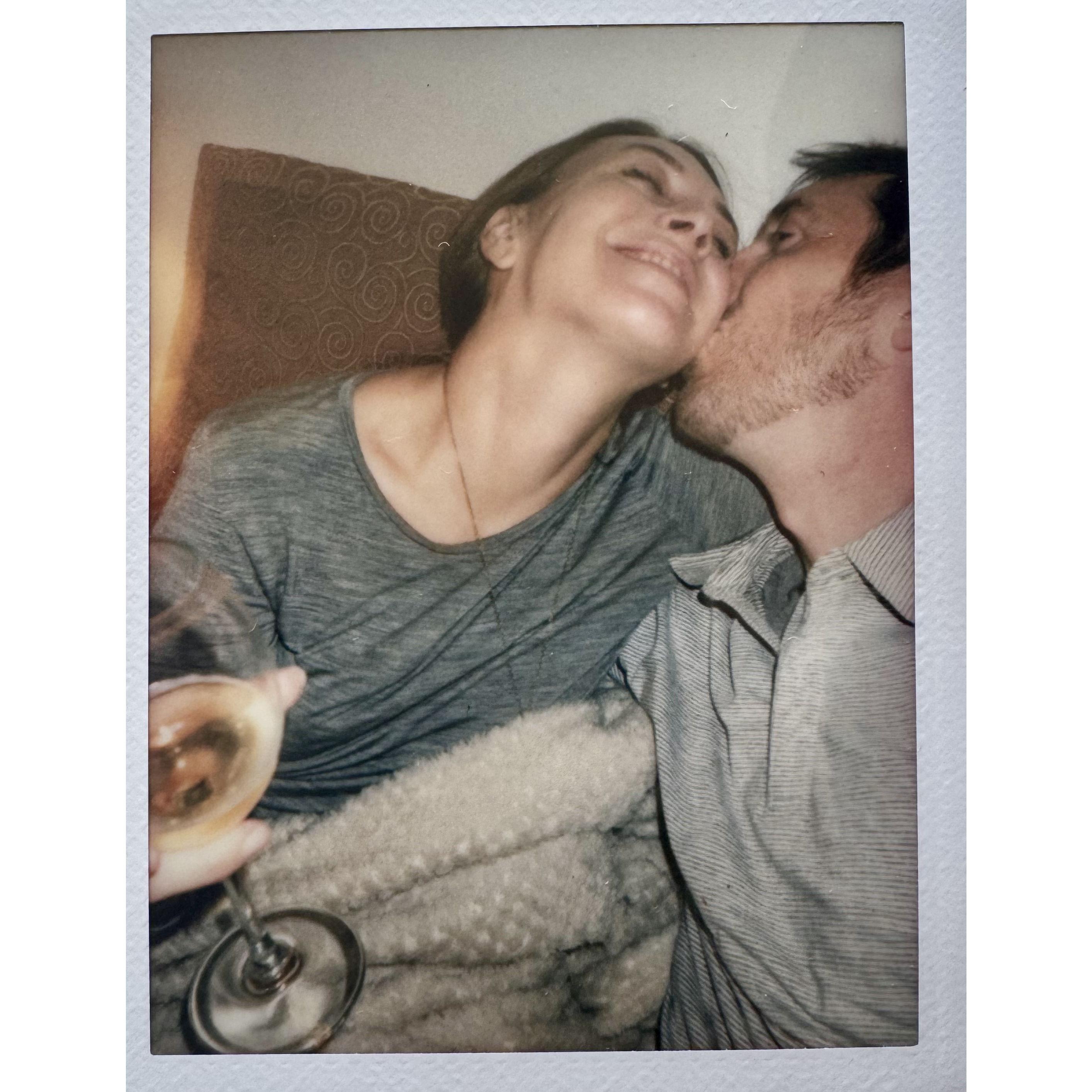Right after Lucas proposed and we pop some champagne!