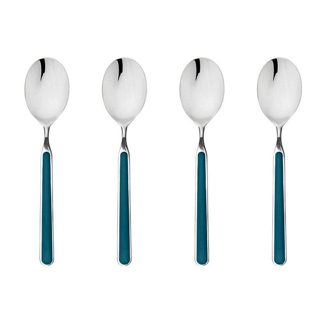Fantasia Italian Stainless Steel Dessert Spoons, Set of 4 - Blue