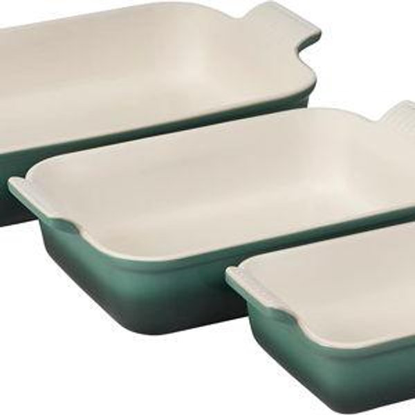 Le Creuset Stoneware Heritage Set 3 Rectangular Dishes, Artichaut