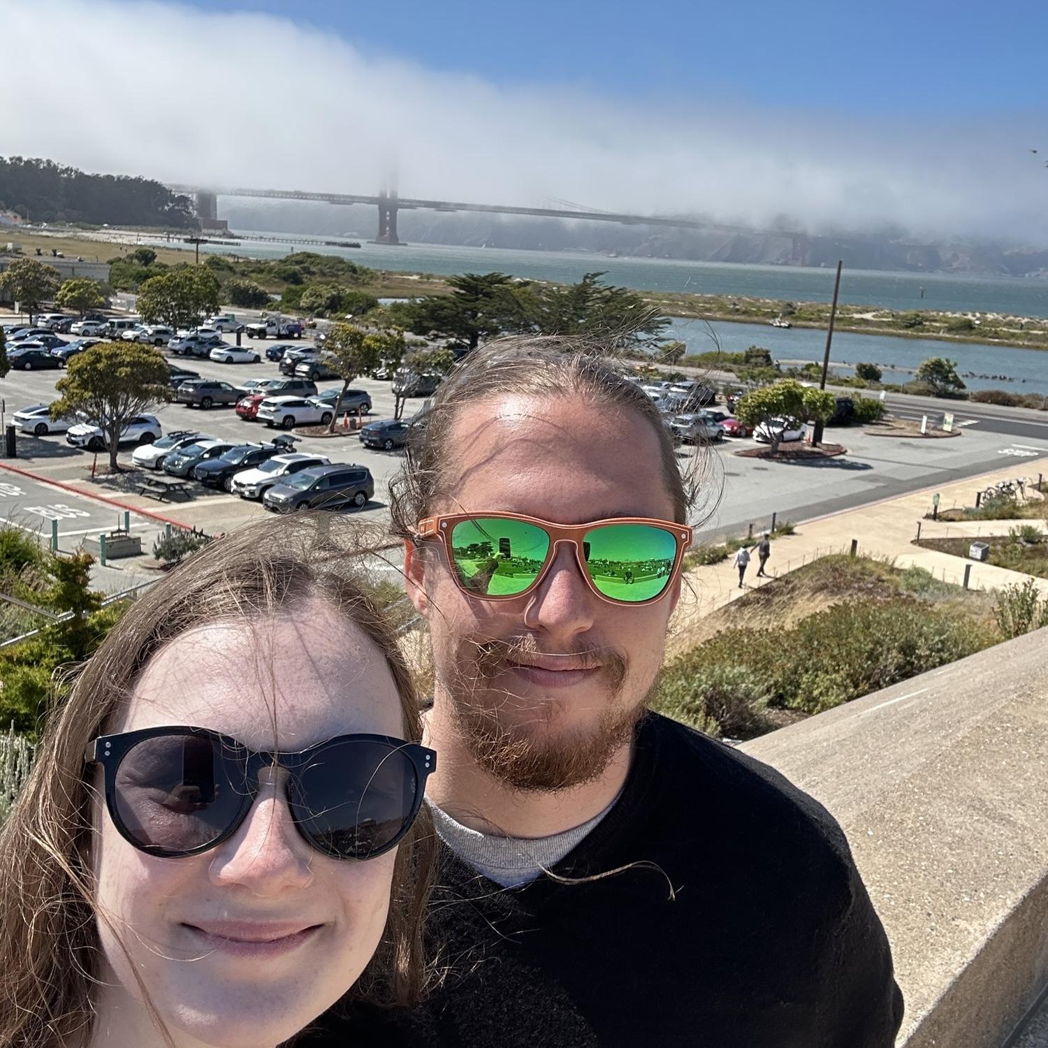 Selfie with a foggy Golden Gate Bridge!