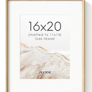 16x20 OAK Picture Frame, Natural Solid OAK Wood Photo Collage Frame with HD Tempered Glass, Rounded Corner Wooden Frame 16 x 20 Matted to 11x14, Gallery Wall Frames for Art, Wall or Tabletop Display