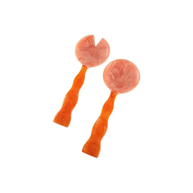 Folkulture Salad Servers, Set of 2 Orange Serving Spoons in Kitchen Utensils Set | Resin Salad Hands or Serving Utensils for Home