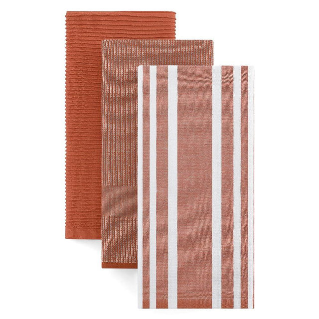 Homaxy Premium Kitchen Towels(18”x 28”, 3 Pack), Large Cotton 380 GSM Kitchen Hand Towels, Soft and Absorbent Terry Dish Towels, Multipurpose Tea Towel Set with Hanging Loop, Rust