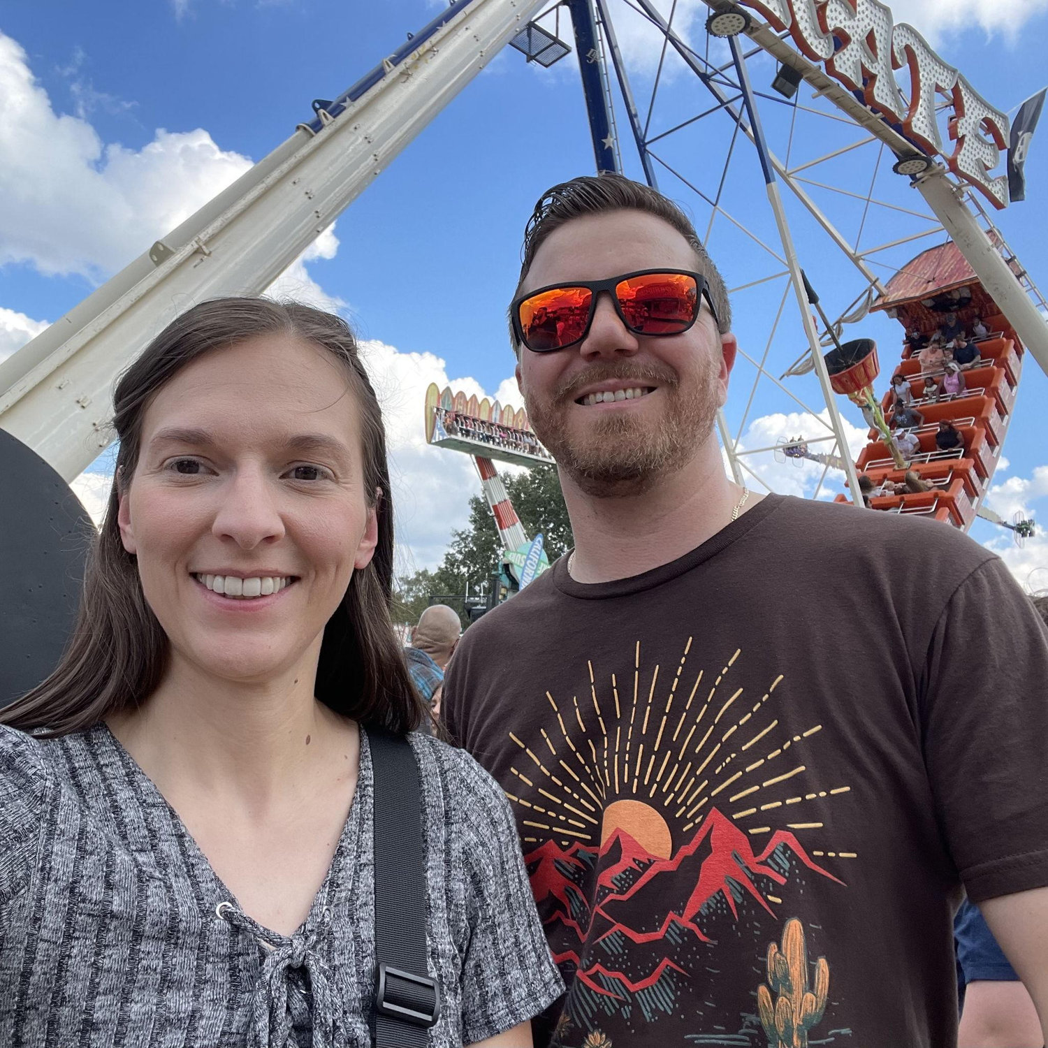 Erin and Scott at the Cobb County Fair. Fall of 2025.