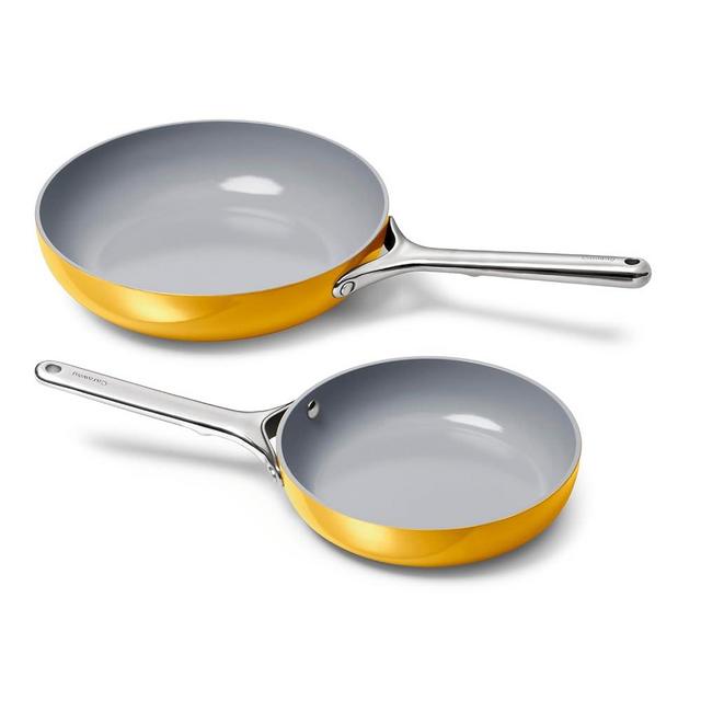 Caraway Fry Pan Duo - Nonstick Ceramic Frying Pan (8" & 10.5”) - Non Toxic, PTFE & PFOA Free - Oven Safe & Compatible with All Stovetops (Gas, Electric & Induction) - Marigold