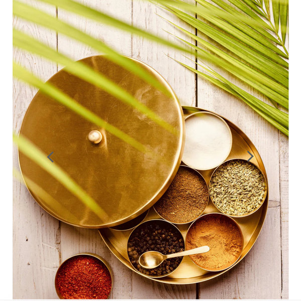 Luxury hand spun brass 7-Spice container