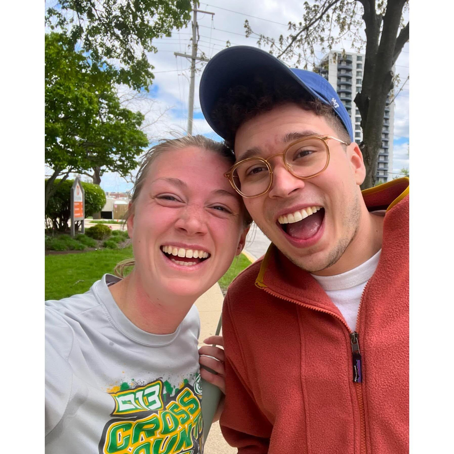 Chris showed up to cheer Becca on during her half marathon training!