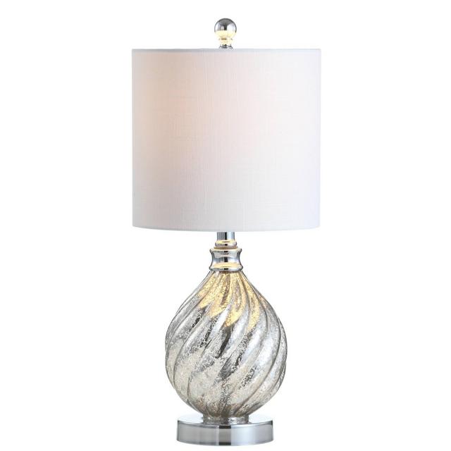 20.5" Glass/Metal Lawrence Table Lamp (Includes LED Light Bulb)Silver - JONATHAN Y
