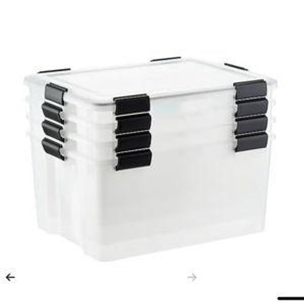 Case of 4 62 qt. Weathertight Totes Clear