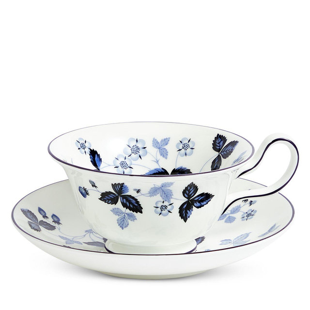 Wedgwood Wild Strawberry Inky Blue Teacup & Saucer