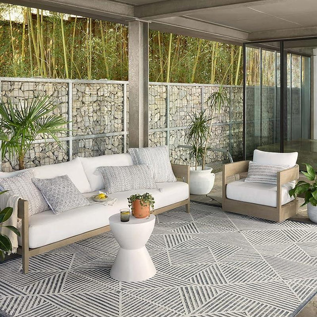 Loloi II Rainier Collection RAI-03 Denim/Ivory, Indoor/Outdoor 5'-3" x 7'-7" Area Rug