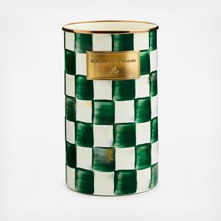 Emerald Check Stainless Steel Utensil Holder