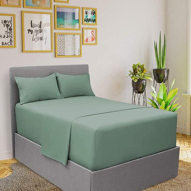 Mellanni Extra Deep Pocket Sheets - Queen Size Sheet Set - 4 Piece 1800 Brushed Microfiber Bedding with Extra Deep Pocket Fitted Sheet - Easily Fits 18-21 inch Mattress (Queen, Spa Blue)