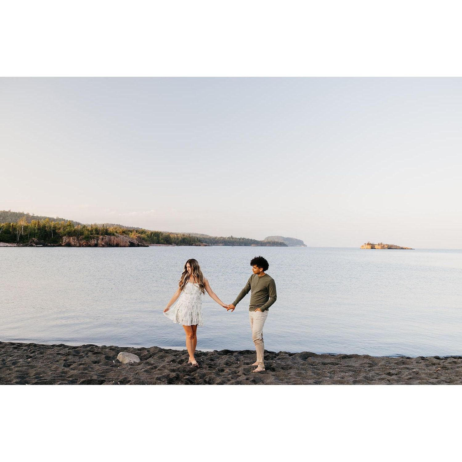 Engagement photo session at Black Beach, Silver Bay...